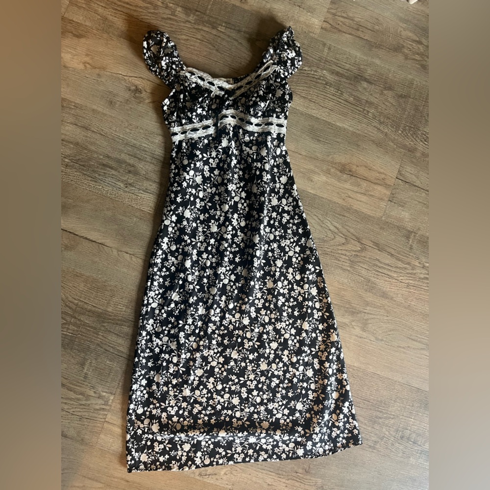 Inspired Hearts Black and White Floral Dress